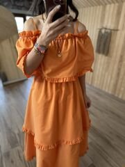 Sg Madonna Turuncu Poplin Elbise