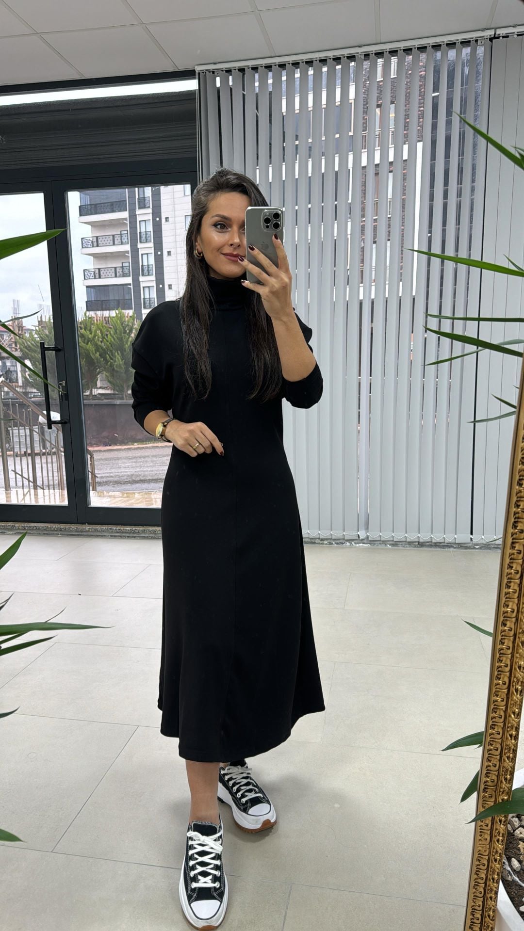 Hv Modal Balıkçı Siyah Elbise