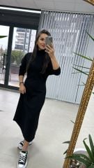 Hv Modal Balıkçı Siyah Elbise