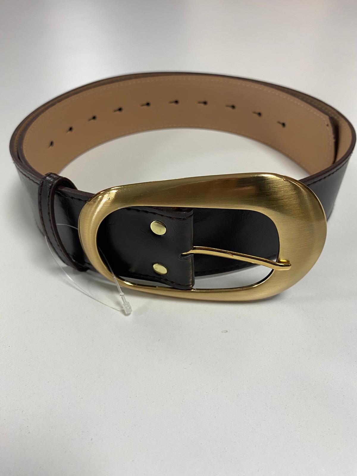 0744 Oval Büyük Tokalı Gold A.Kahve Kemer