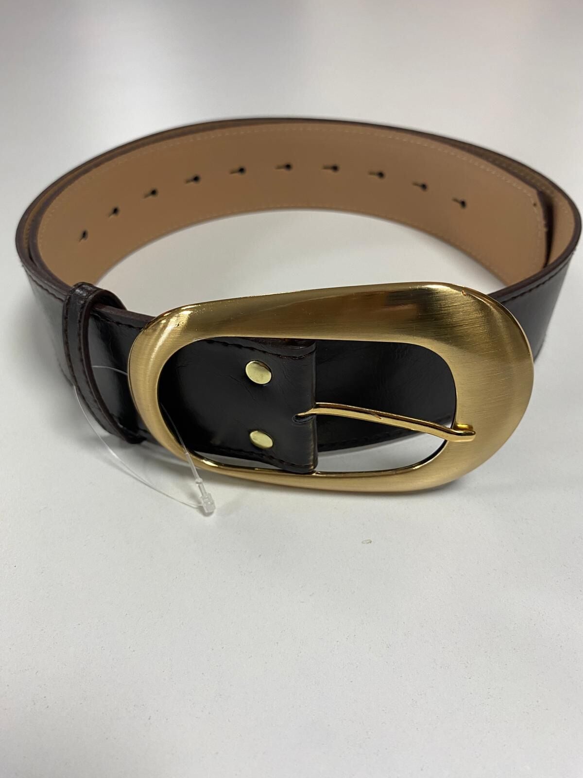 0744 Oval Büyük Tokalı Gold A.Kahve Kemer