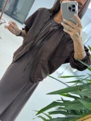 Nx 2859 Marka Model Ceketli Kahve Elbise Takım