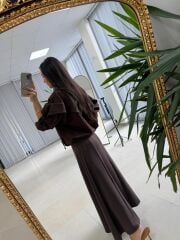 Nx 2859 Marka Model Ceketli Kahve Elbise Takım