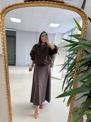 Nx 2859 Marka Model Ceketli Kahve Elbise Takım