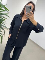 Ms 2126 Siyah Fermuar Detaylı Tensel Takım