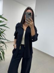 Ms 2126 Siyah Fermuar Detaylı Tensel Takım