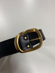 0744 Oval Büyük Tokalı Gold Siyah Kemer