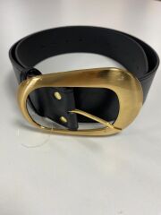 0744 Oval Büyük Tokalı Gold Siyah Kemer