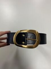 0744 Oval Büyük Tokalı Gold Siyah Kemer