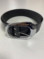 0744 Oval Büyük Tokalı Gümüş Siyah Kemer