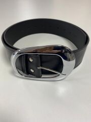 0744 Oval Büyük Tokalı Gümüş Siyah Kemer