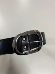 0744 Oval Büyük Tokalı Gümüş Siyah Kemer