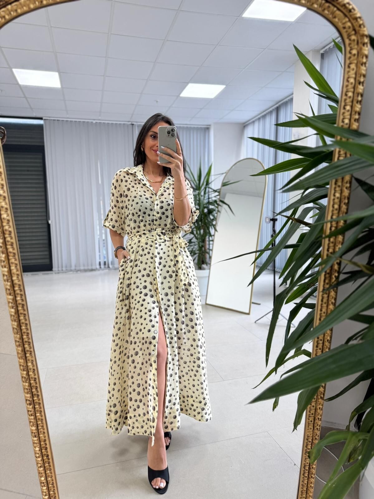 Nx 4872 Puantiyeli Gömlek Elbise