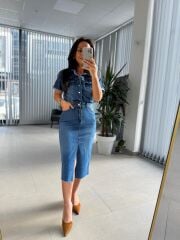 Zr 305 Marka Model Mavi Denim Elbise
