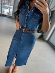 Zr 305 Marka Model Mavi Denim Elbise