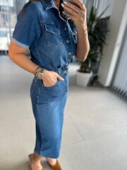 Zr 305 Marka Model Mavi Denim Elbise