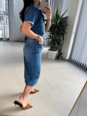 Zr 305 Marka Model Mavi Denim Elbise