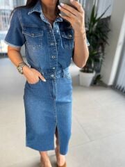 Zr 305 Marka Model Mavi Denim Elbise