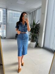 Zr 305 Marka Model Mavi Denim Elbise