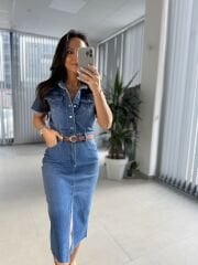 Zr 305 Marka Model Mavi Denim Elbise