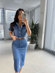 Zr 305 Marka Model Mavi Denim Elbise