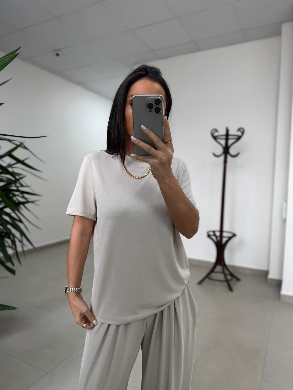 İv 26063 Bisiklet Yaka Modal Taş Tişört