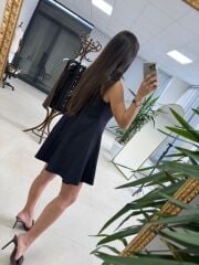 Kd 7849 Pileli Denim Gömlek Elbise