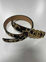 7870 Halka Geçişli Gold Tokalı Leopar Kemer