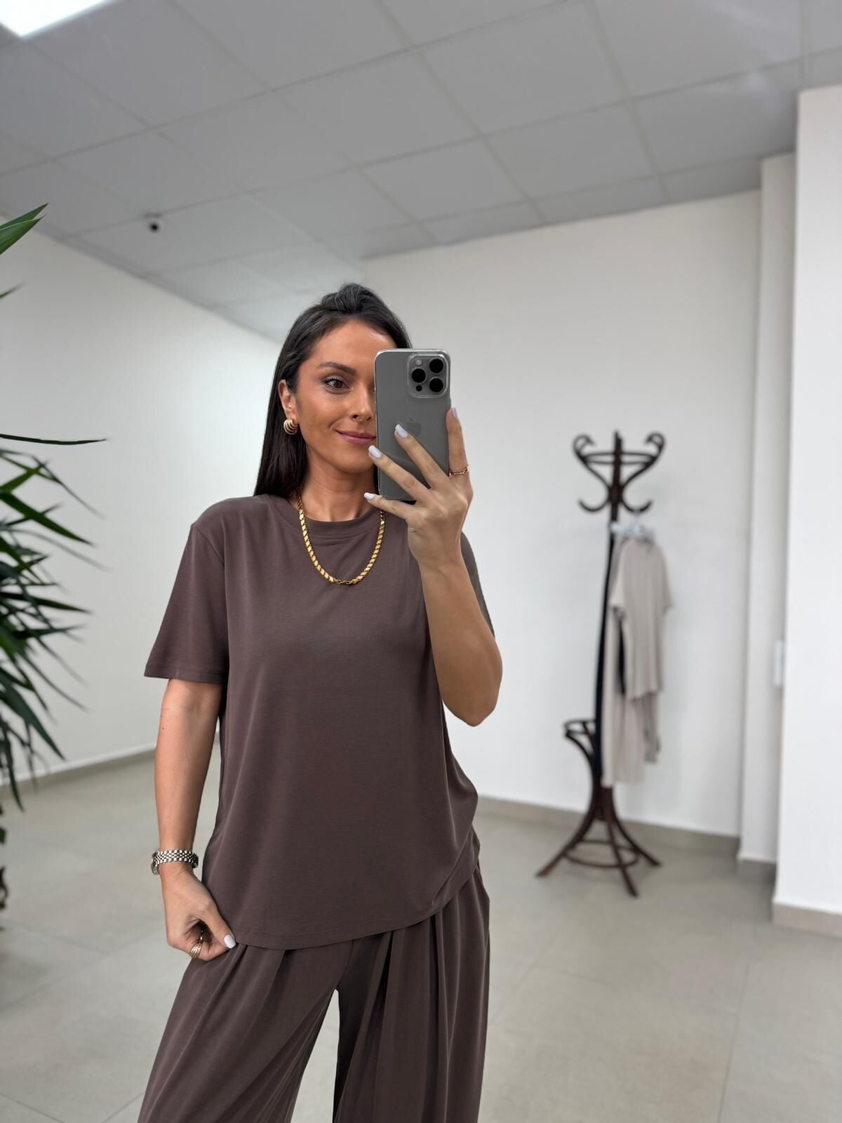 İv 26063 Bisiklet Yaka Modal Kahve Tişört