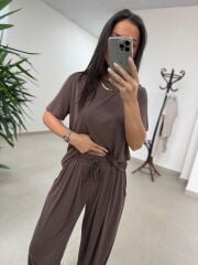 İv 26063 Bisiklet Yaka Modal Kahve Tişört