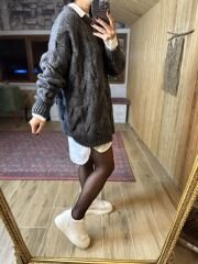 Antrasit oversize yün kazak