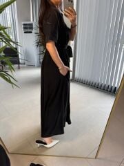 Dr 8326 Tasarım Maksiboy Siyah Gömlek Elbise