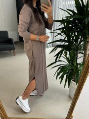 Ms New Çima Dikişli Vizon Sweat Elbise