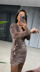 Sg Drapeli Vizon Kadife Elbise