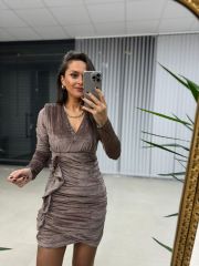 Sg Drapeli Vizon Kadife Elbise