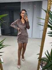 Sg Drapeli Vizon Kadife Elbise