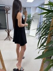 Kd 7849 Pileli Siyah Gömlek Elbise