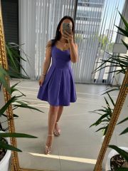 Mc 5874 Mor Kalp Yaka Elbise