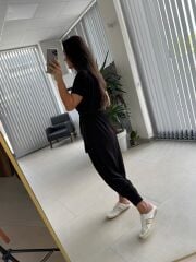 Bb 27890 Beli Büzgülü Siyah Şalvar Tulum