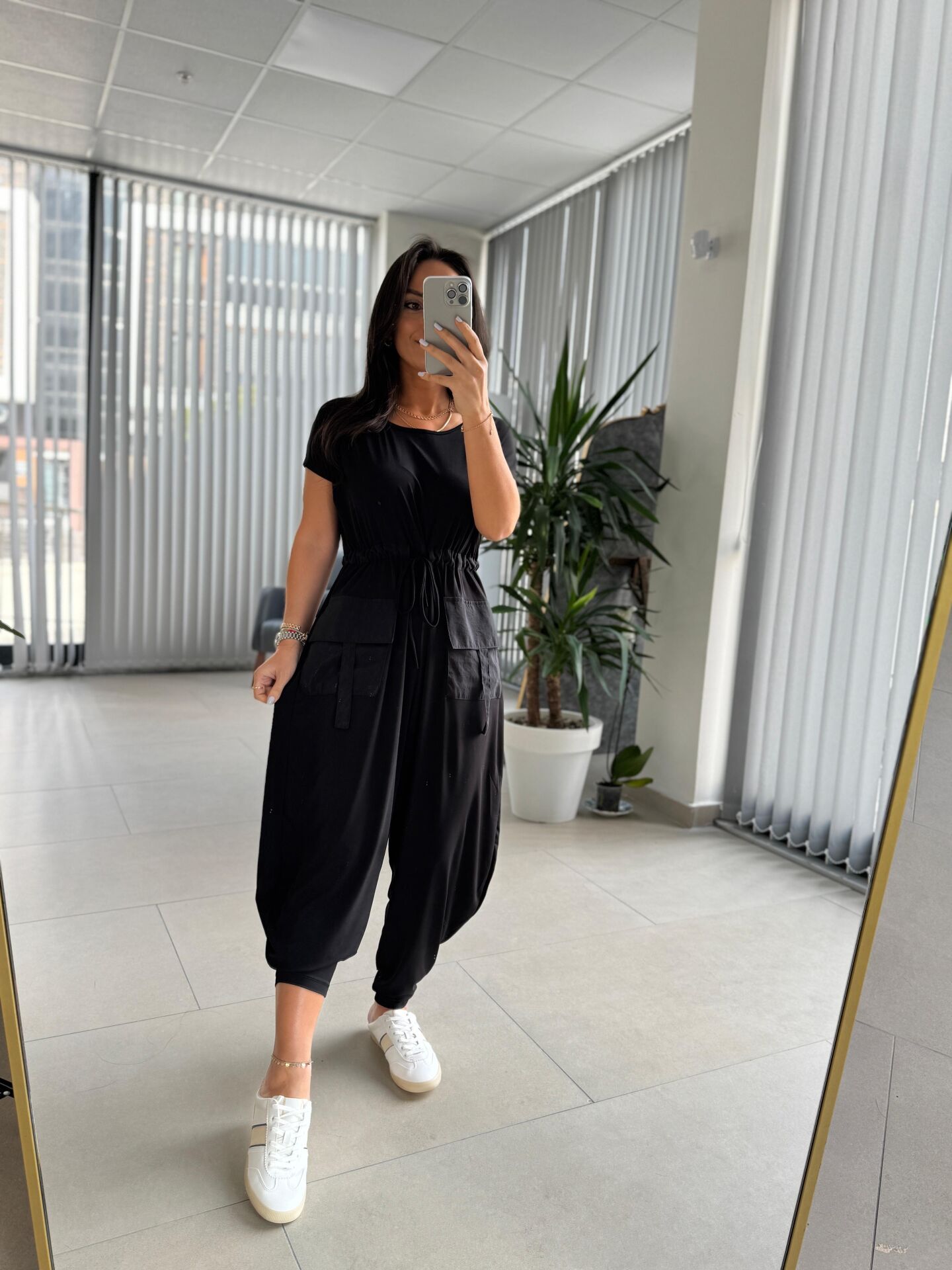 Bb 27890 Beli Büzgülü Siyah Şalvar Tulum