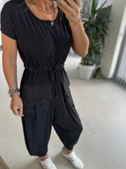 Bb 27890 Beli Büzgülü Siyah Şalvar Tulum