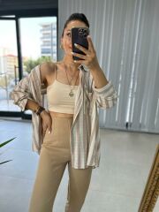 Nude  Çizgili Pamuklu Gömlek