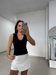 İv 24172 Siyah V Yaka kolsuz Tişört