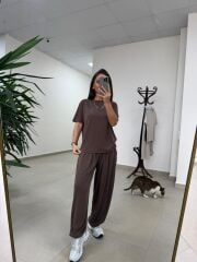 İv 26282 Paça Düğmeli Modal Kahve Pantolon