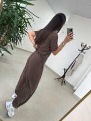 İv 26282 Paça Düğmeli Modal Kahve Pantolon