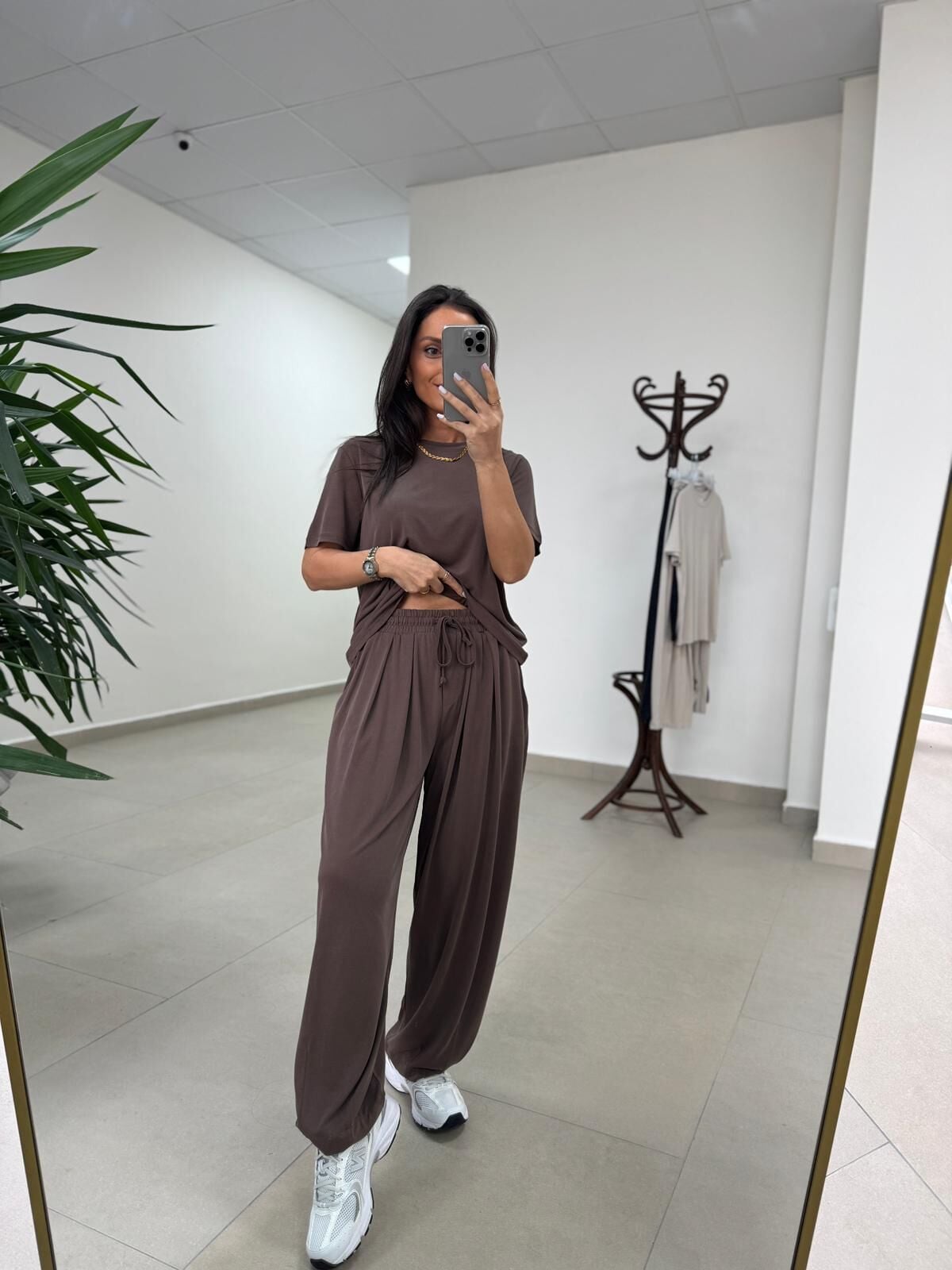 İv 26282 Paça Düğmeli Modal Kahve Pantolon