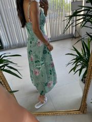 My 3520 Linen Mint Green Floral Dress