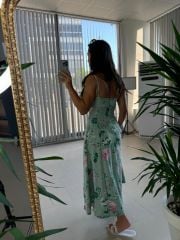 My 3520 Linen Mint Green Floral Dress