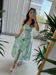 My 3520 Linen Mint Green Floral Dress