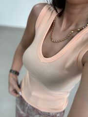 İv 24172 Somon V Yaka kolsuz Tişört